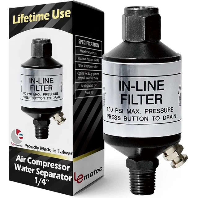 AIR COMPRESSOR WATER Separator, Produces Clean Dry Air, with Drain