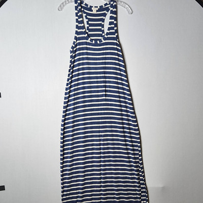 J Crew Womens Racerback Jersey Maxi Dress Size XS Blue White Stripe Sleeveless