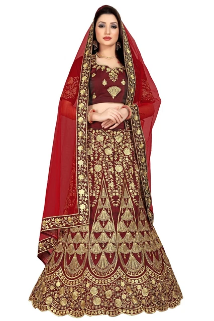 Lehenga Choli Letest Designer Satin Embroidery Work Unique Design For Women Gift