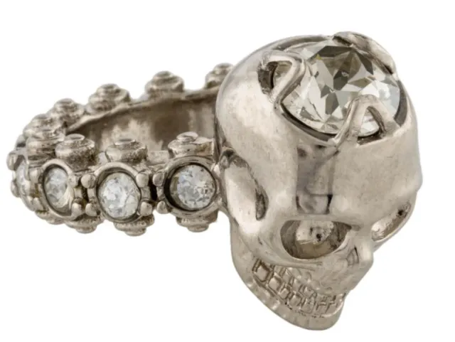 Alexander McQueen Limited Edition Unique Crystal Skull Ring IT: 13, US: 6.5, Box