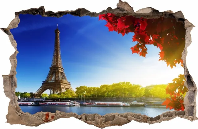 PARIS Eiffelturm WANDAUFKLEBER Loch in der Wand Dekor Aufkleber Wandtattoo 08