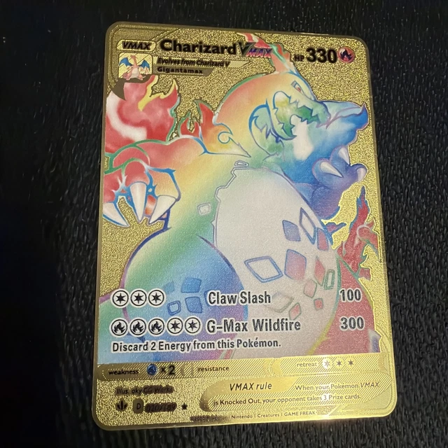 RAINBOW CHARIZARD VMAX 330Hp Gold Metal Pokmon Card Fan Art! 5.44 -  PicClick UK
