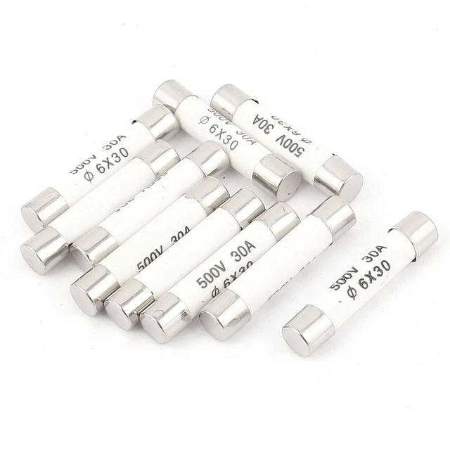 10pcs 500V 30A Low Breaking Capacity 6x30mm Cartridge Ceramic Fuses 10pcs 500V 30A Low Breaking Capacity 6x30mm Cartridge Ceramic Fuses