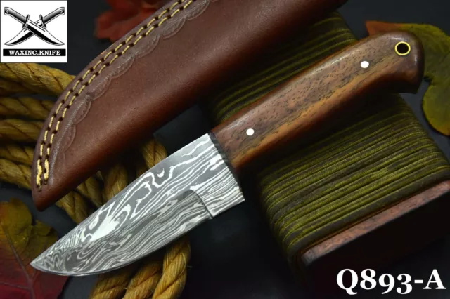 Custom 7.8"OAL Hand Forged Damascus Steel Hunting Knife Handmade (Q893-A)