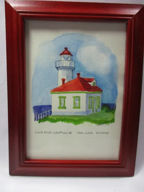 4 Framed Original Watercolor Blank Cards -  Western Lighthouses - J Thomle 14