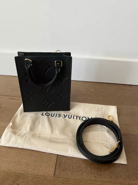 LOUIS VUITTON Petit Sac Plat Monogram Empreinte Leather Noir M81416