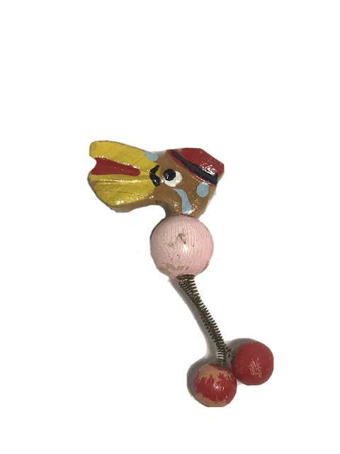 Pinback Wooden Pelican With Spring Legs Hand Painted VTG Made In Japan  2” 1320