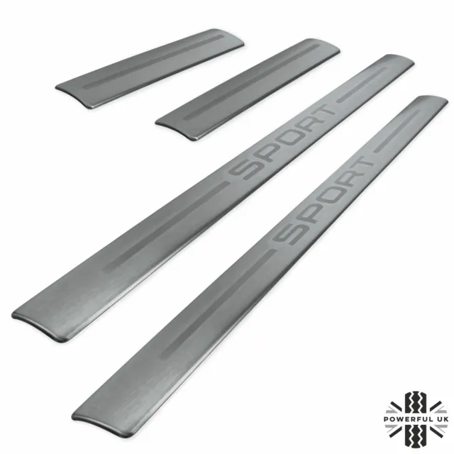Door step tread plate sill insert 'SPORT' for Range Rover L320 brushed metal 2