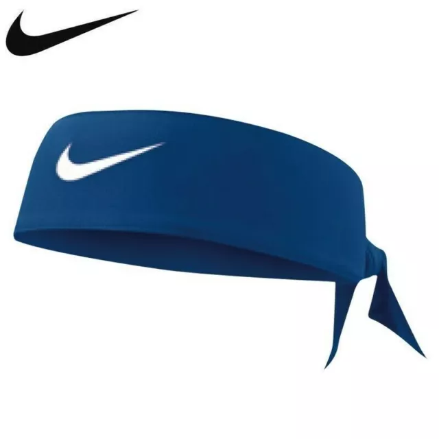 Nike Head Tie Headband Flags Swoosh DRI FIT Blue Adjustable New