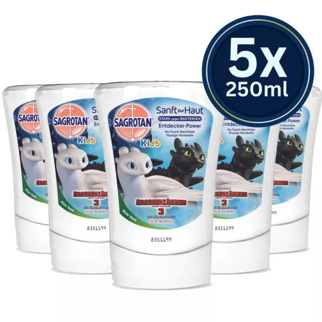 Sagrotan No-Touch Kids Nachfüller Flüssig Handseife-Aloe Vera, 5x250ml