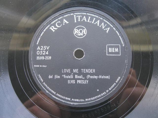 RARE ELVIS PRESLEY 78 Rpm Love Me Tender Matt Black Rca Italiana A25V ...