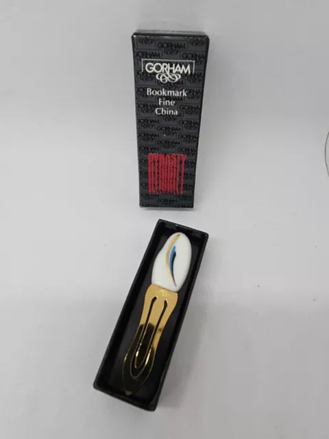 Gorham White Porcelain,  Blue Painted Feather Bookmark