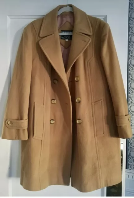 Bulgaria Made Vintage Beige Wool Trench Coat Double Breasted Length42 UTEX