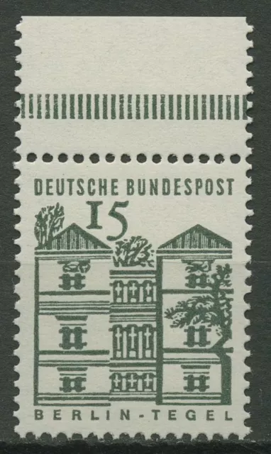 Bund 1964/65 Bauwerke klein Bogenmarke aus MHB mit Oberrand 455 b OR postfrisch