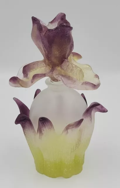 Daum Pate De Verre Iris Perfume Bottle Beautiful Purple Green