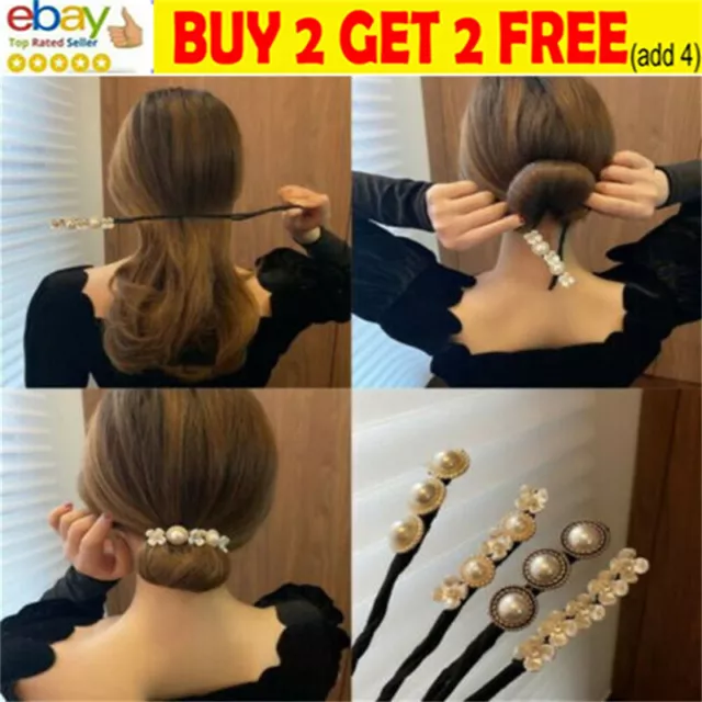 Fashion Lazy Flower Pearl Hairpin Bun Maker Twist Headband Hair AccessoriCR