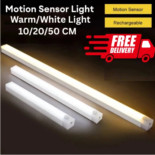STRIP LIGHT LED PIR Motion Sensor Wireless USB Rechargeable Cabinet ...