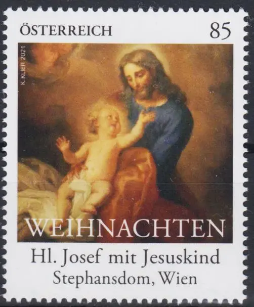 Austria 2021 Christmas St Joseph & Jesus Painting St. Stephen’s Cathedral 1v MNH