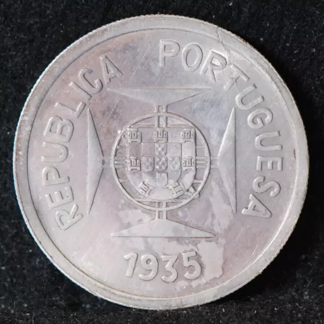 India - Portuguese, 1935 Rupia, KM22, silver, .3538 oz, About UNC+,  5-29