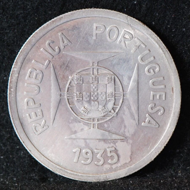 India - Portuguese, 1935 Rupia, KM22, silver, .3538 oz, About UNC+,  5-29