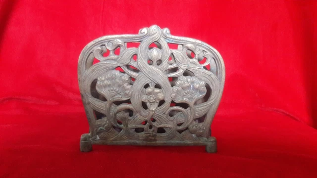 Antique Vintage Home Table Decor Estate Collectible Brass Tissue Holder Stand T1