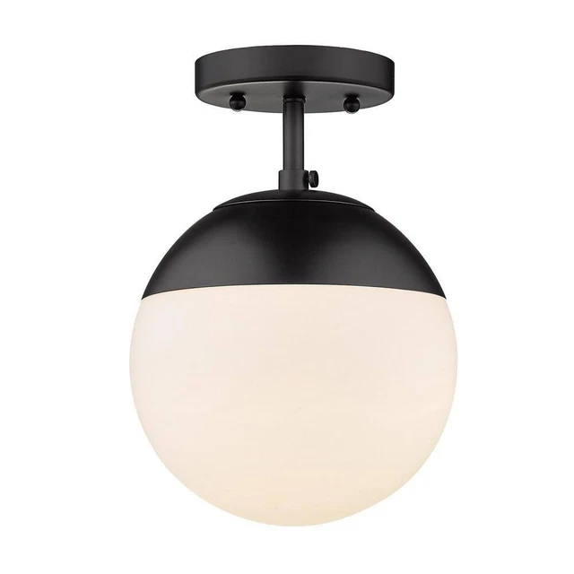 ​Golden Lighting 3218-SF BLK-BLK Dixon 10.5 in. Matte Black Semi-Flush Mount