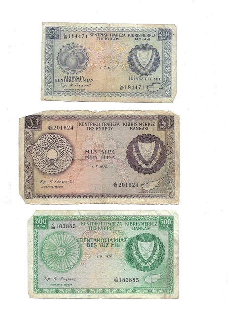 LOT 3 Banknotes Bank of Cyprus Banknote Collection Mix