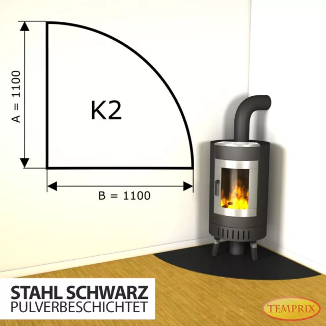 Kamin Bodenplatte Funkenschutz Kaminplatte Stahl schw Ofen Platte Ofenblech -K2