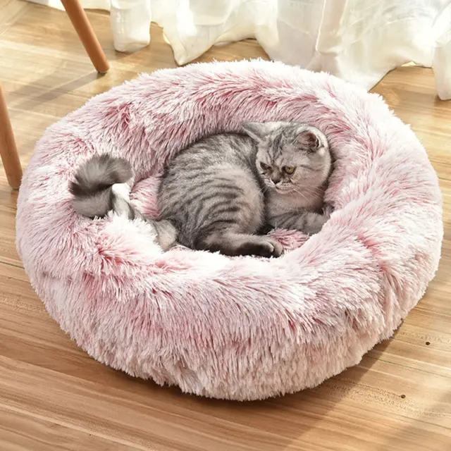 Long Plush Fluffy Pet Dog Bed Claming Dog Beds Donut round Cat Dog Bench Soft Wa