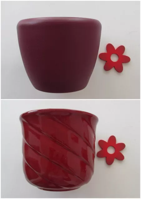 Blumen-Übertöpfe Pflanztöpfe 2 St. rot-Töne Ø ca. 14-15 cm H. ca. 12 cm Konvolut