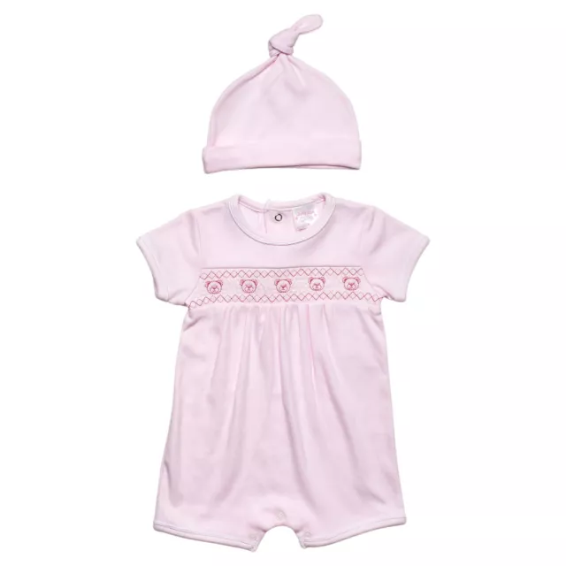 BNWT Baby Girls Pink Teddy Smocked Romper Set by Just Too Cute🌸