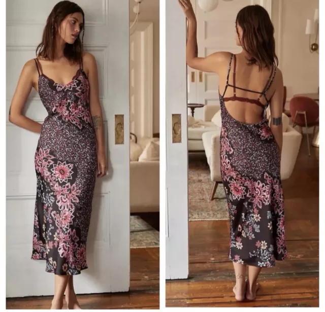 NEW Free People Intimately Your Better Side Midi Slip Dress Womens Size Small