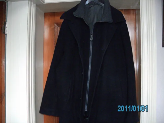 Large Navy Wool & Cashmere Mans Coat