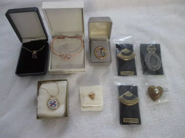 Vintage Avon Jewelry Lot of 9, Mixed Necklaces, Pins, Bracelet. NEW OLD STOCK