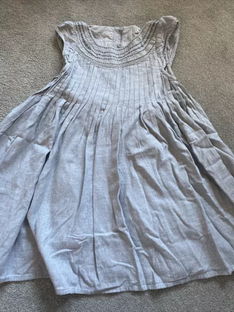 Girls Grey Cotton Short Sleeve Dress Age 5-6 Years From Next Fully Lined *VGC*