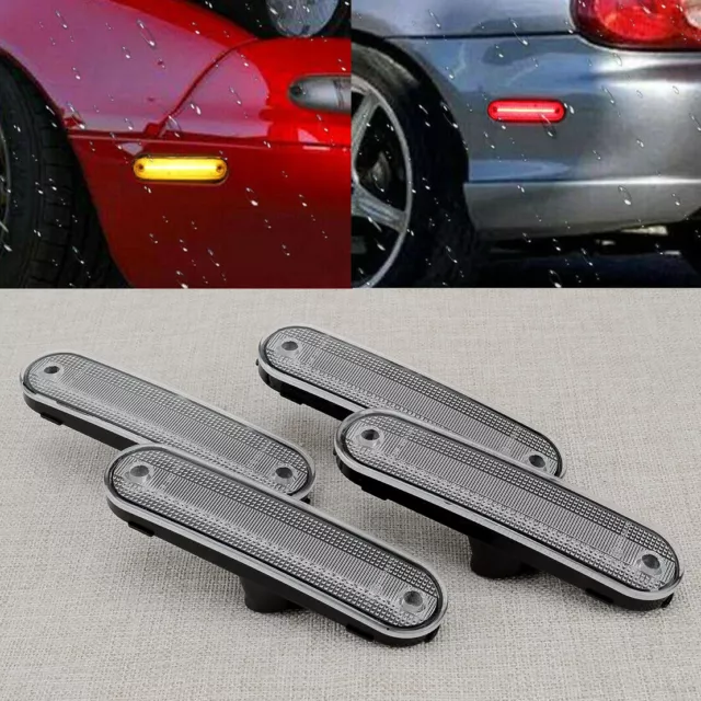 Clear Front + Rear LED Side Marker Light Fit For Mazda MX-5 Miata 1990-2005