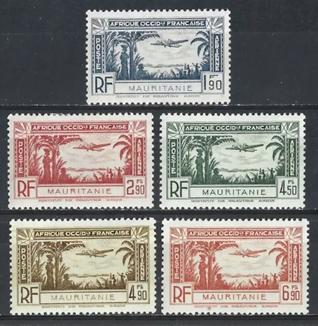 Complete set 5  Mint stamps*  French MAURITANIA 1940  " Air Mail "  (8653)