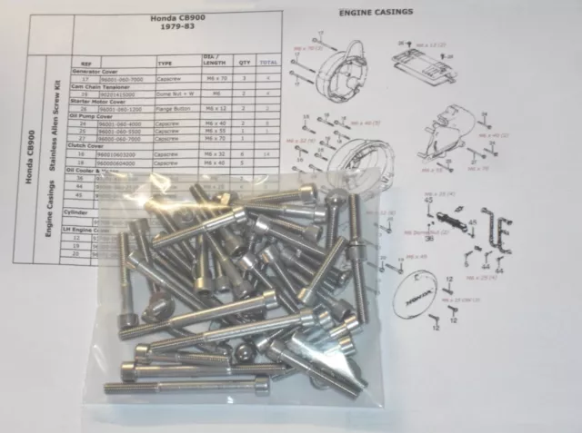 Honda CB900C CB1000C 80-83 Custom Motor 62x Edelstahl Inbusschrauben Kappenschrauben Kit 2