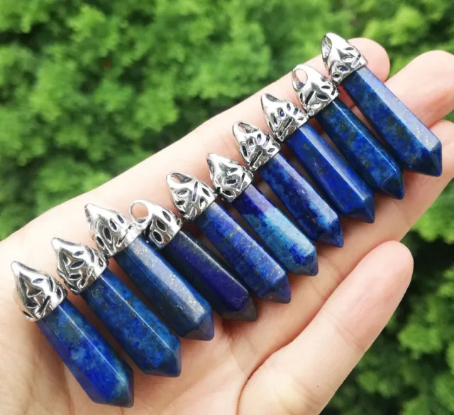 10pcs Lapis Lazuli Stone Pendants Chakra bead Healing Crystal Natural Gemstone