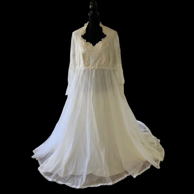 Vintage 1970’s Handmade Plus Size Wedding Dress With Empire Waist Size 22 READ