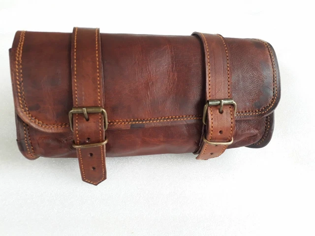 Pochette latérale moto cuir marron pochette latérale selle 2 sacs sacoches 2