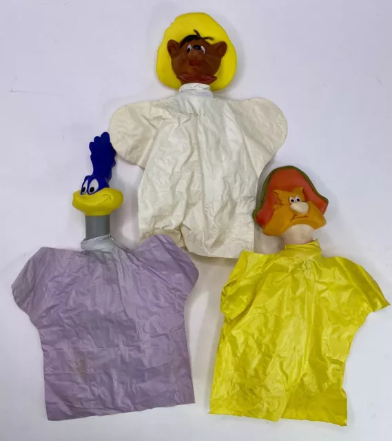 Vintage Looney Tunes Vinyl Hand Puppets, 1970s  – Lot of 3 Roadrunner Sam