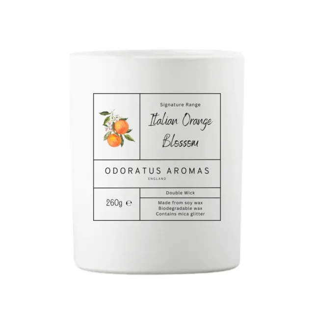 Italian Orange Blossom Scented Candle | Fruity, Floral | Soy 260g, 2 Wicks