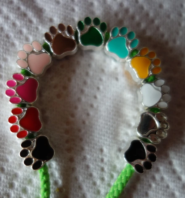 11x Großlochperlen Pfote Tatze Metallperlen bunte Mischung Paracord