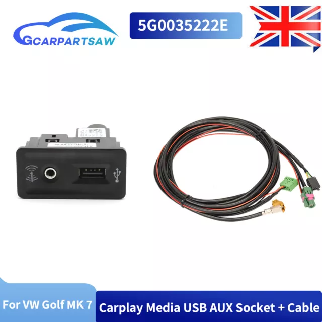 5G0035222E Carplay AUX USB Socket Media In Switch Wiring Set For VW Golf Seat