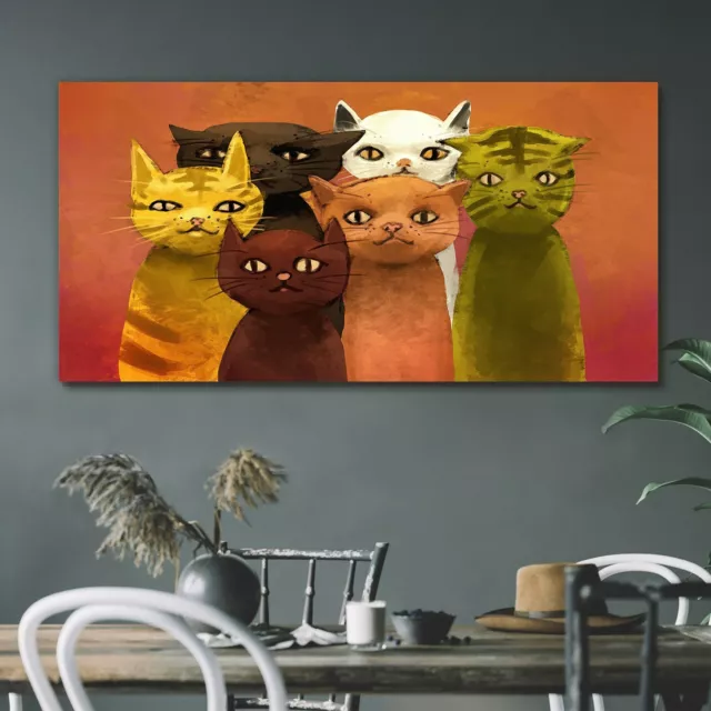 Leinwand Bild Wandbild Canvas 120x60 Malerei Abstrakte Tiere Katzen Kunst