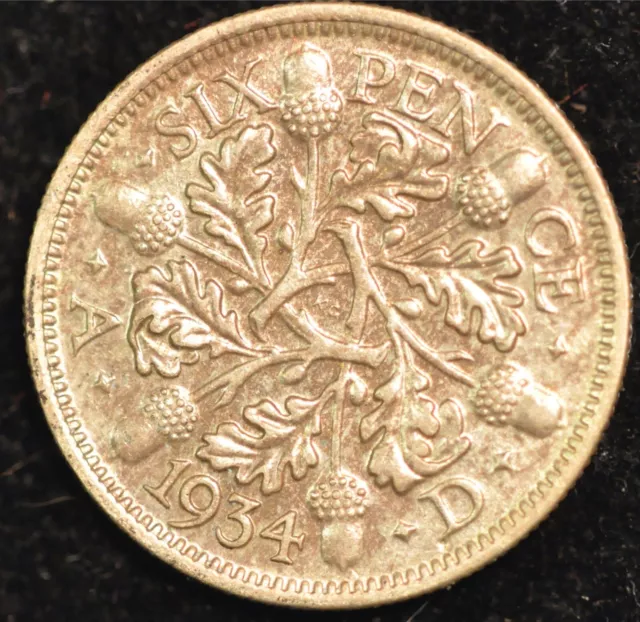 Sixpence 1934 George V EF (T33)