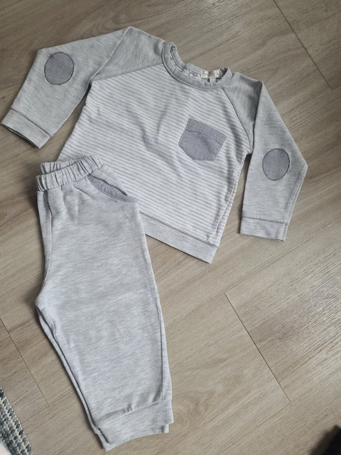 Baby Boys Minitini Grey Tracksuit 2 Piece Outfit Set Designer Boutique 12 months
