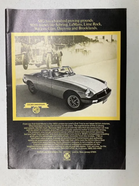 MISC1530 Vintage Advertisement 1975 MG MGB Golden Anniversary Roadster