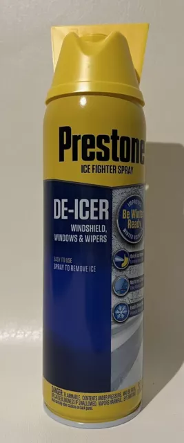 New!! Prestone Windshield De-icer 17 oz Spray Can w/Built in ice